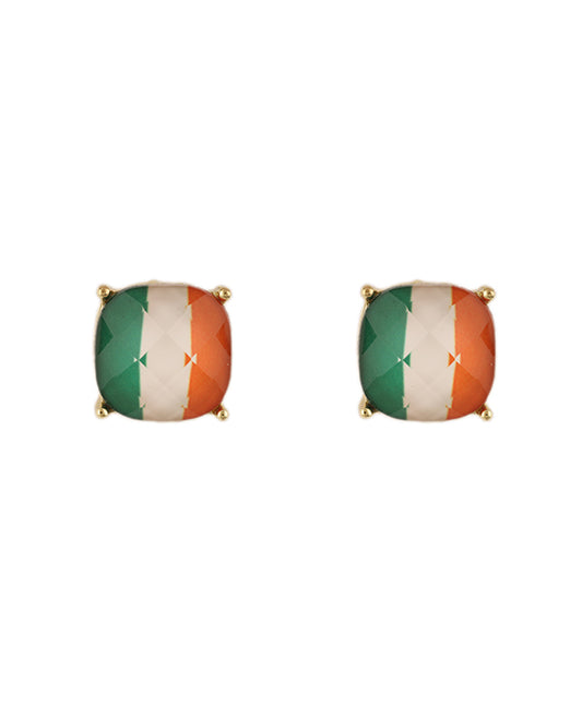 Epoxy Square Stone Saint Patricks Post Earring