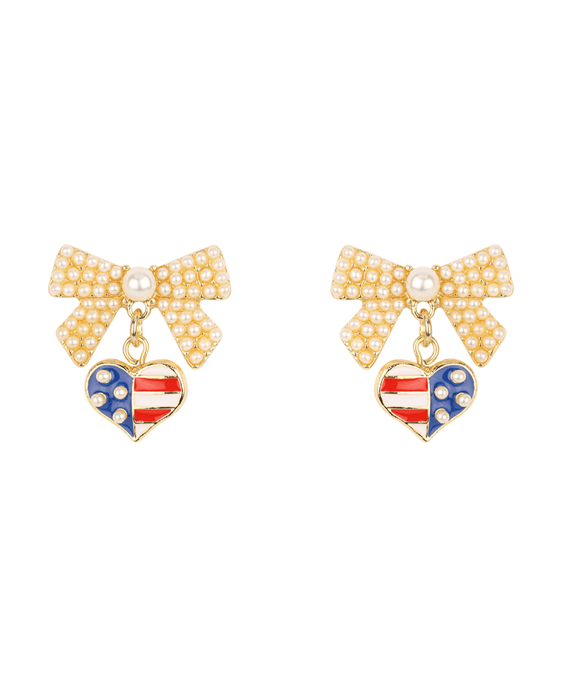 Pearl Epoxy Bow Patriot Post Earring