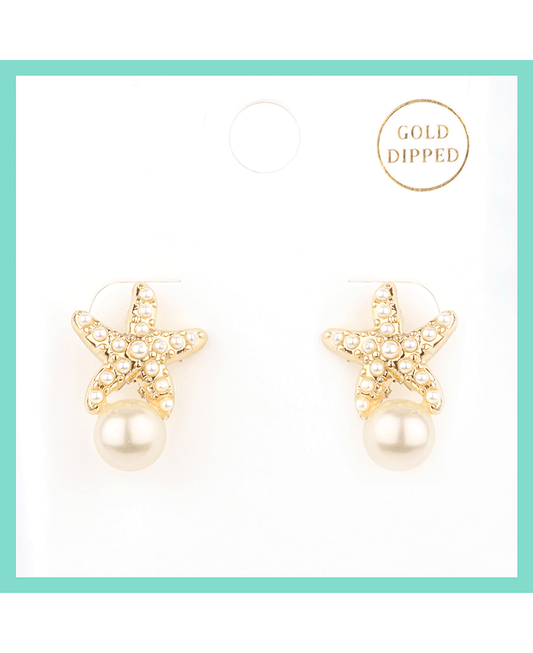 Pearl Caviar Starfish Post Earring