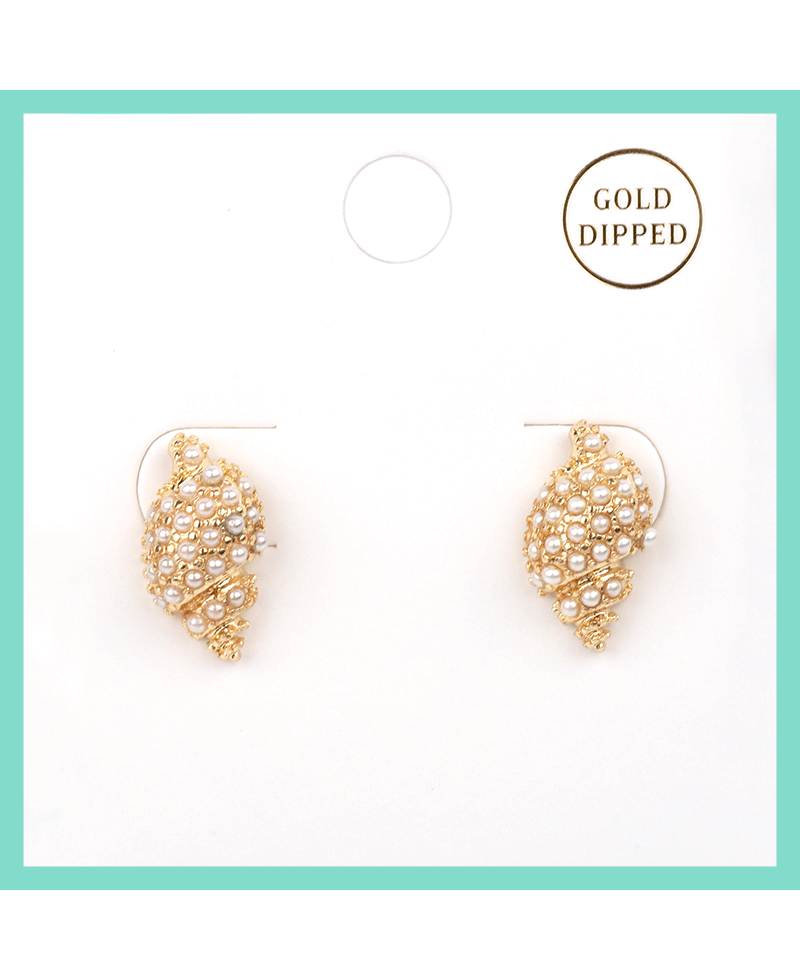 Pearl Caviar Seashell Post Earring