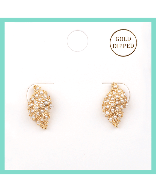 Pearl Caviar Seashell Post Earring