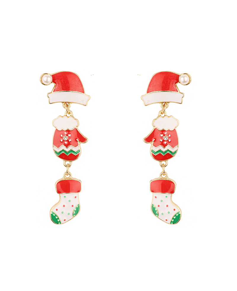 Metal Epoxy Christmas Drop Post Earring