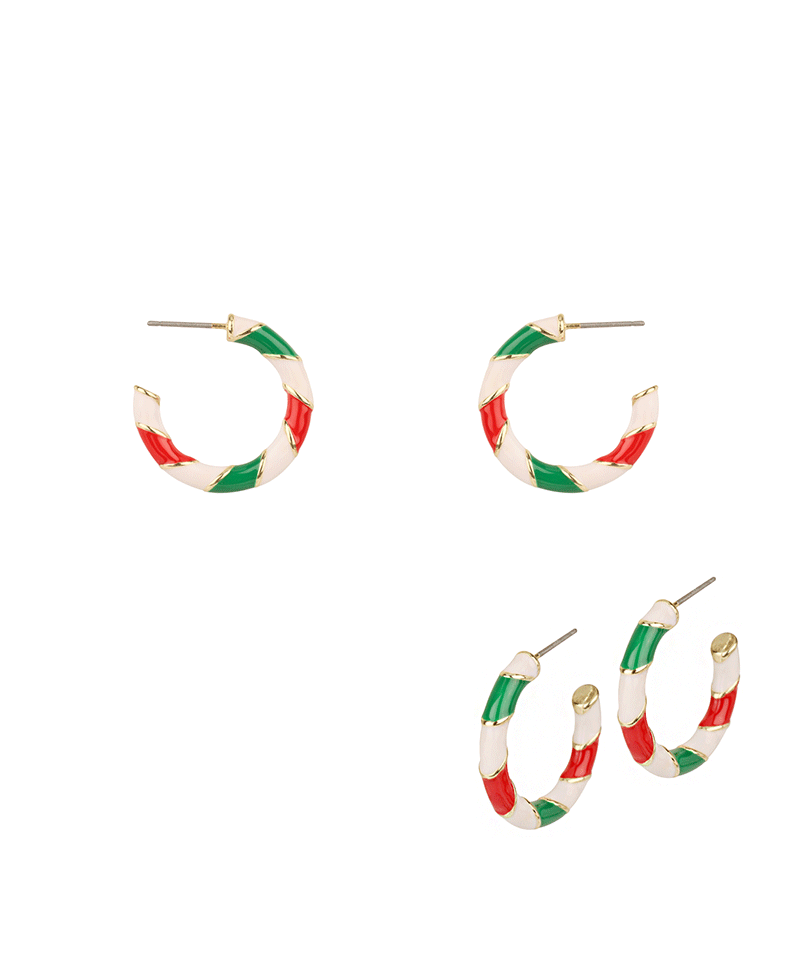 Metal Epoxy Christmas Hoop Earring