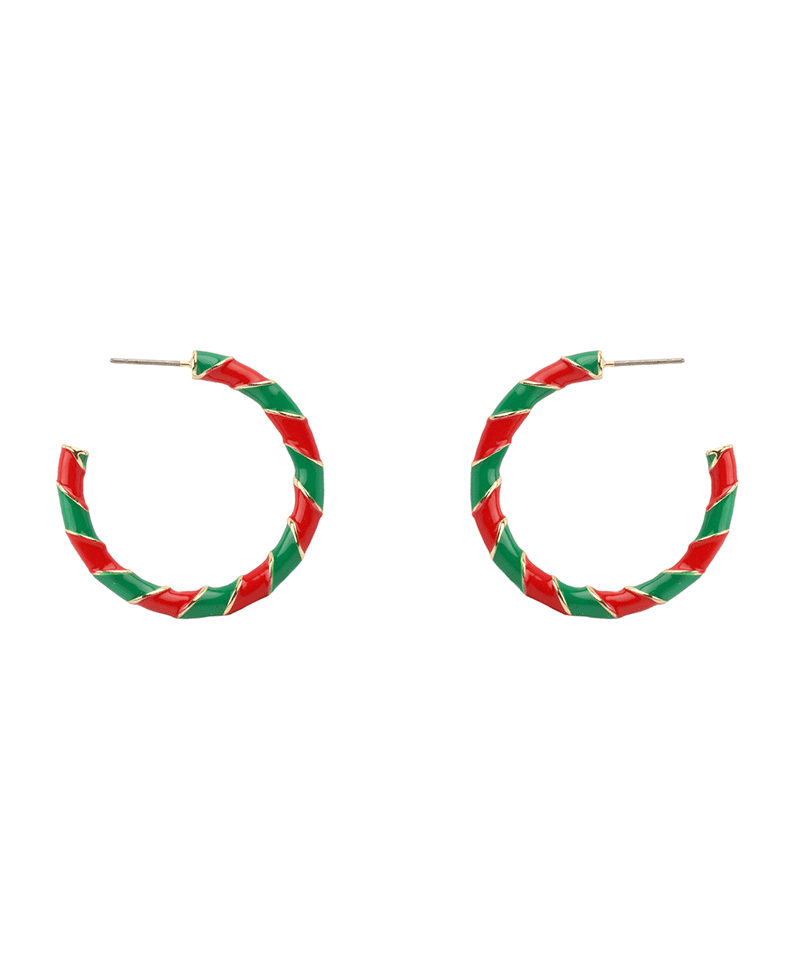 Metal Epoxy Christmas 35mm Hoop Earring