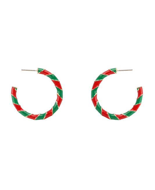 Metal Epoxy Christmas 35mm Hoop Earring