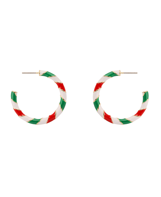 Metal Epoxy Christmas 35mm Hoop Earring