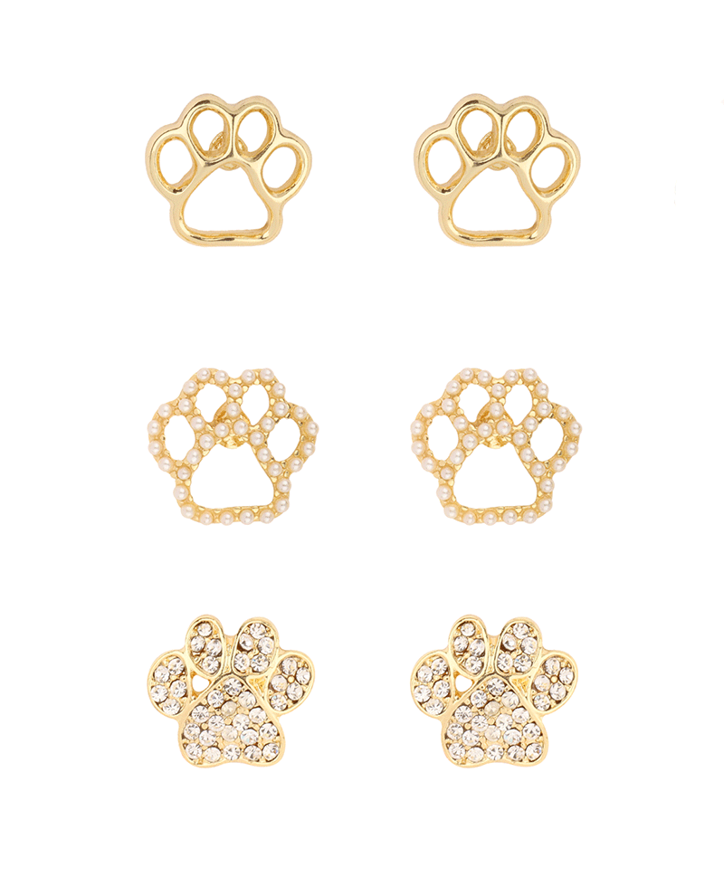 Dog Paw 3 Pair Earring