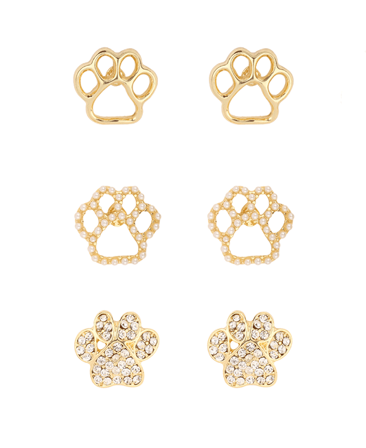 Dog Paw 3 Pair Earring