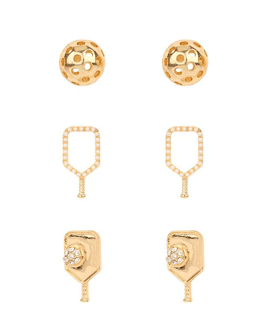 Metal Sports 3 Pair Earring