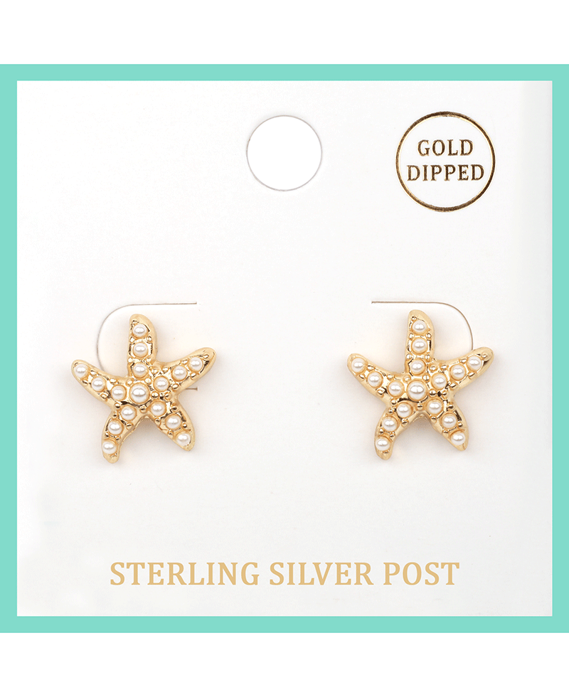 Pearl Caviar Steering Silver Starfish Post Earring