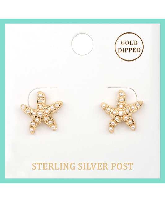 Pearl Caviar Steering Silver Starfish Post Earring