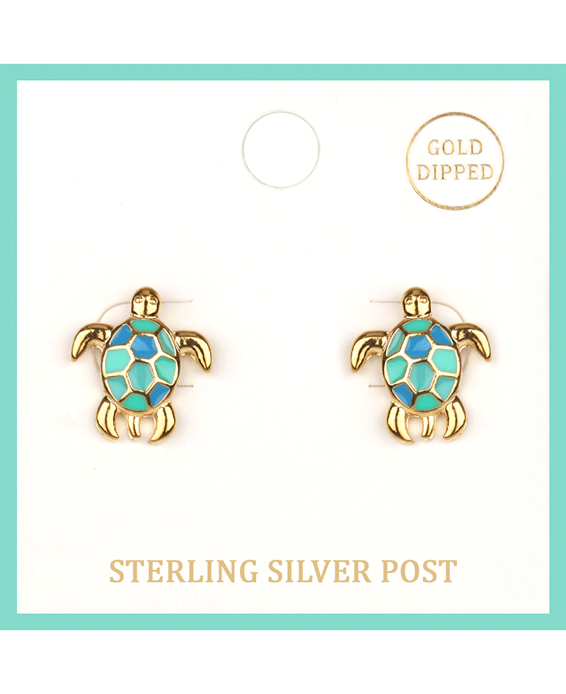 Epoxy Sterling Silver Turtle Post Earring