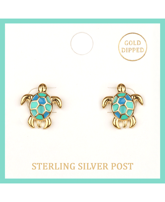 Epoxy Sterling Silver Turtle Post Earring