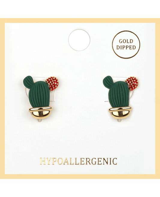 Metal Cactus Post Earring