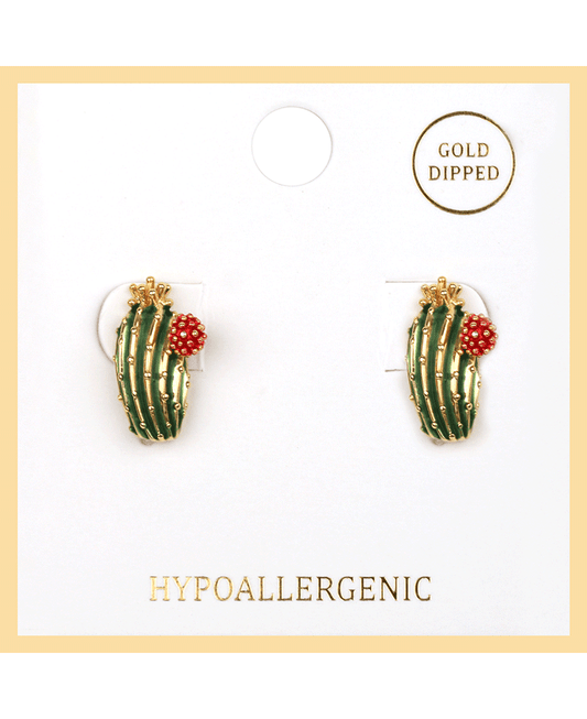 Metal Epoxy Cactus Post Earring