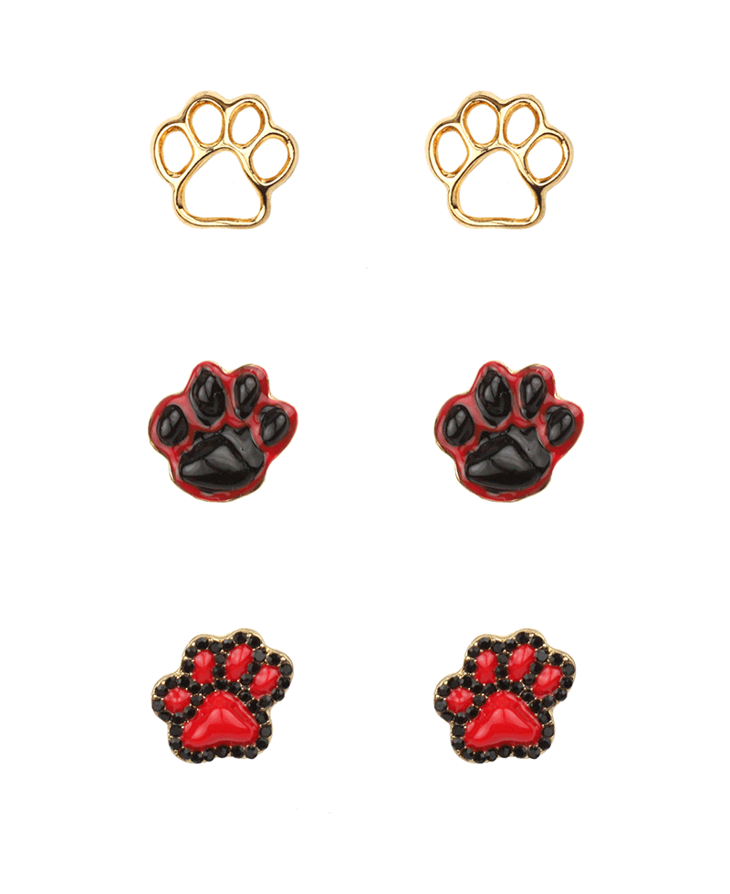 Epoxy Gameday Paw 3 Pair Earring