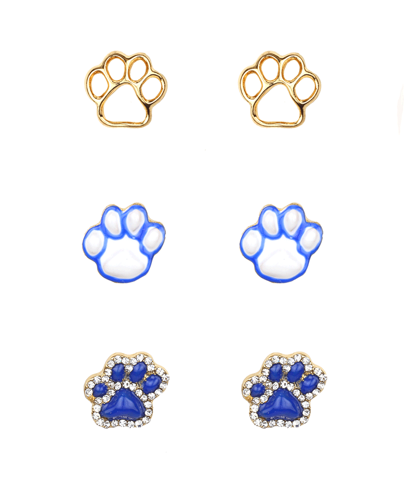 Epoxy Gameday Paw 3 Pair Earring