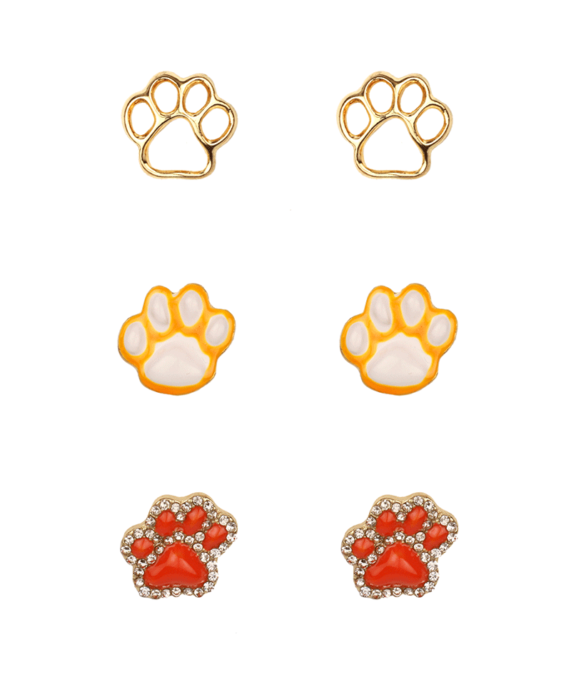 Epoxy Gameday Paw 3 Pair Earring