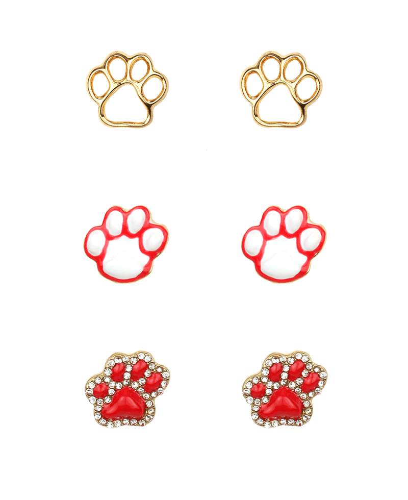 Epoxy Gameday Paw 3 Pair Earring