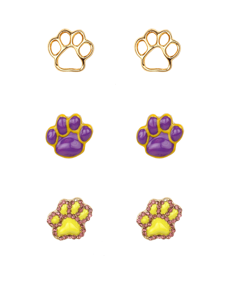 Epoxy Gameday Paw 3 Pair Earring