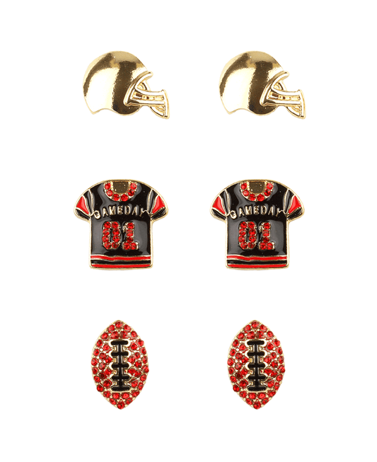 Epoxy & Rhinestone Gameday 3 Pair Earring