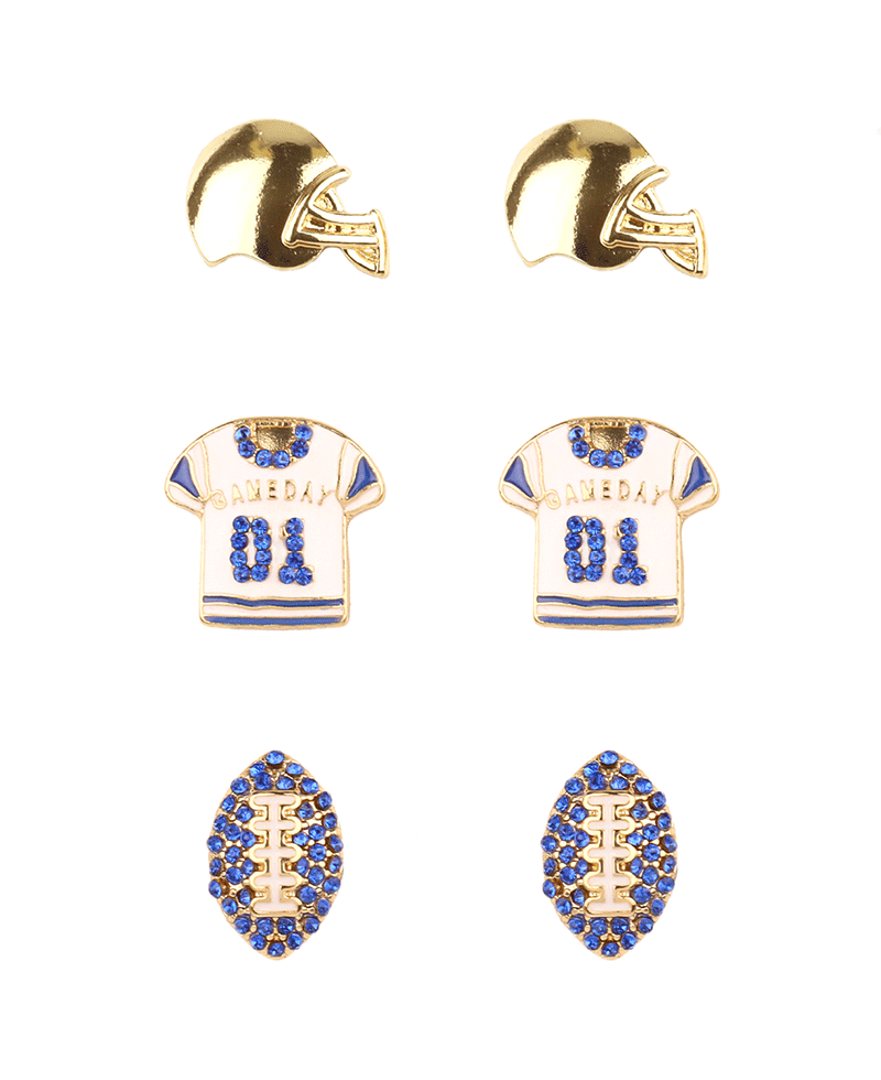Epoxy & Rhinestone Gameday 3 Pair Earring