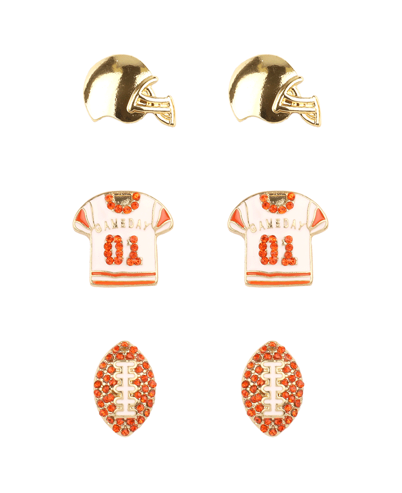 Epoxy & Rhinestone Gameday 3 Pair Earring