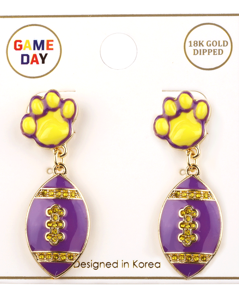 Epoxy w/ Rhinestone Gameday Post Earring