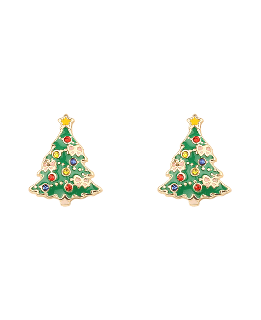 Epoxy w/ Rhinestone Christmas Tree Earring