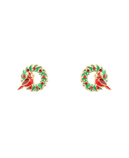 Epoxy w/ Rhinestone Wreath Christmas Earring
