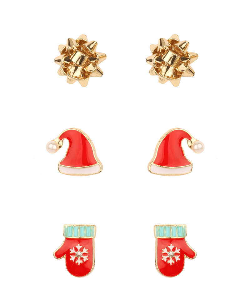 Epoxy Christmas 3 Pair Earring