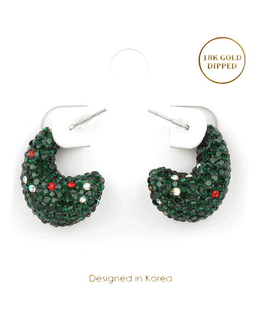 Pave Christmas Hoop Earring