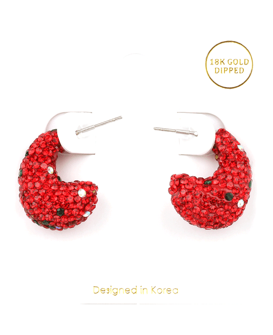 Pave Christmas Hoop Earring