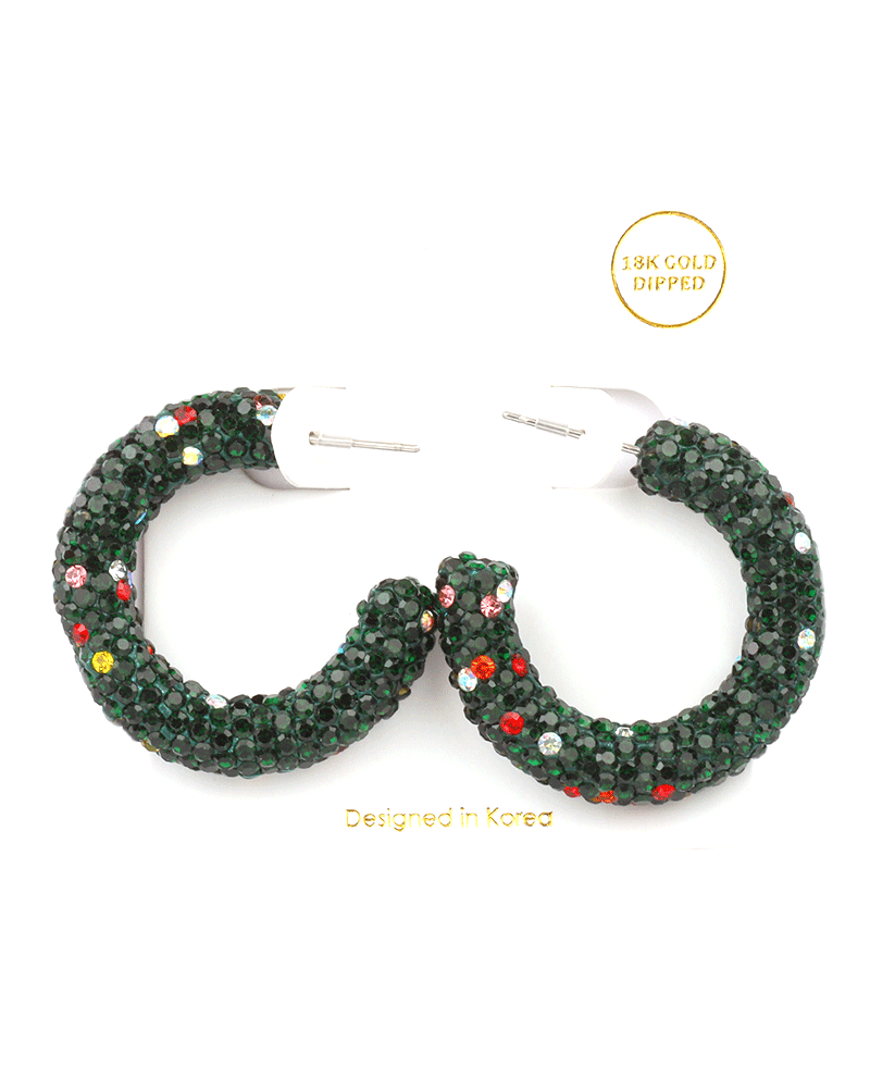 Pave Christmas 35mm Hoop Earring