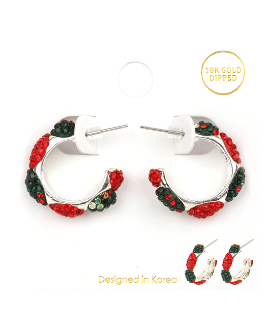 Pave Christmas Hoop Earring