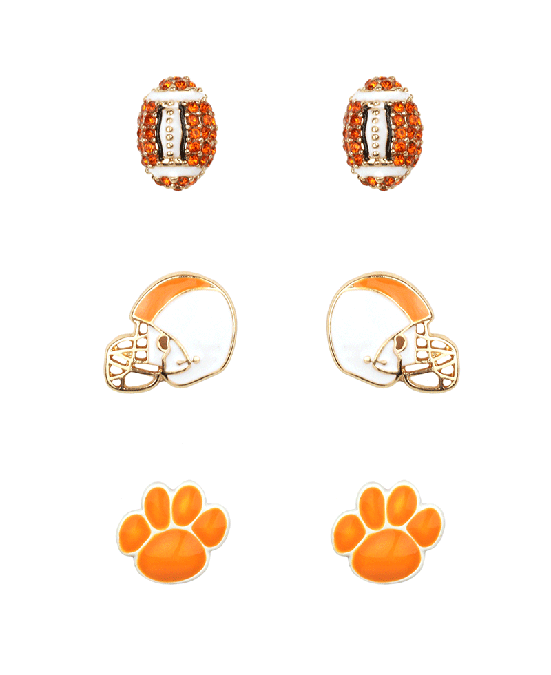 Rhinestone Epoxy Gameday 3 Pair Earring