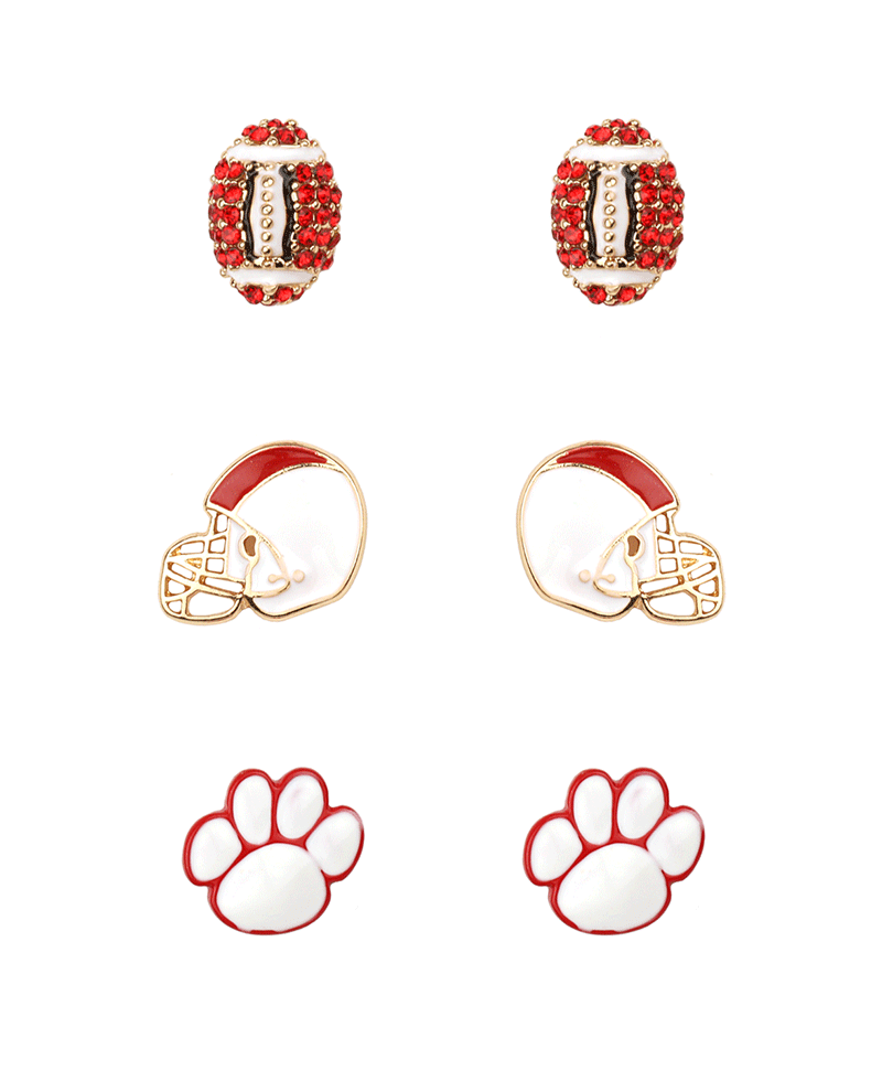 Rhinestone Epoxy Gameday 3 Pair Earring
