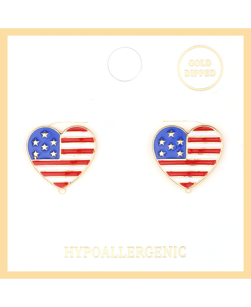 Metal Epoxy Heart Patriot Post Earring