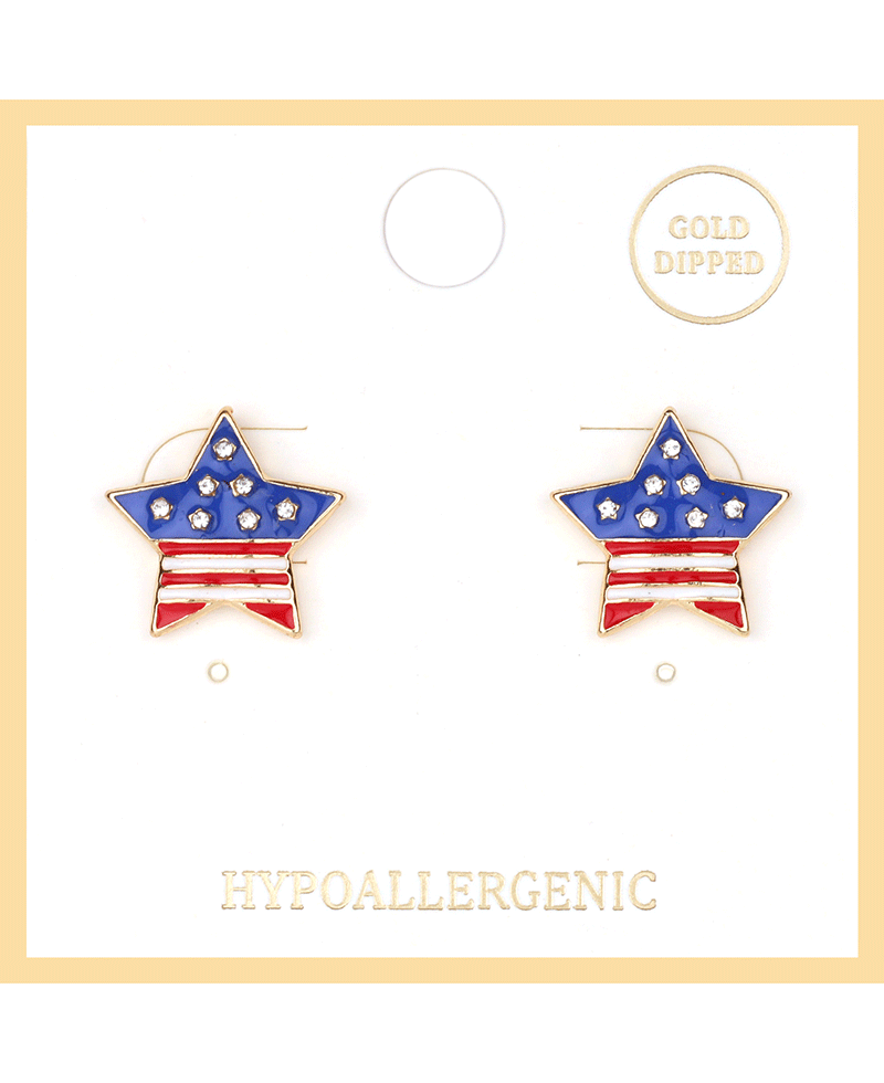 Metal Epoxy Star Patriot Post Earring