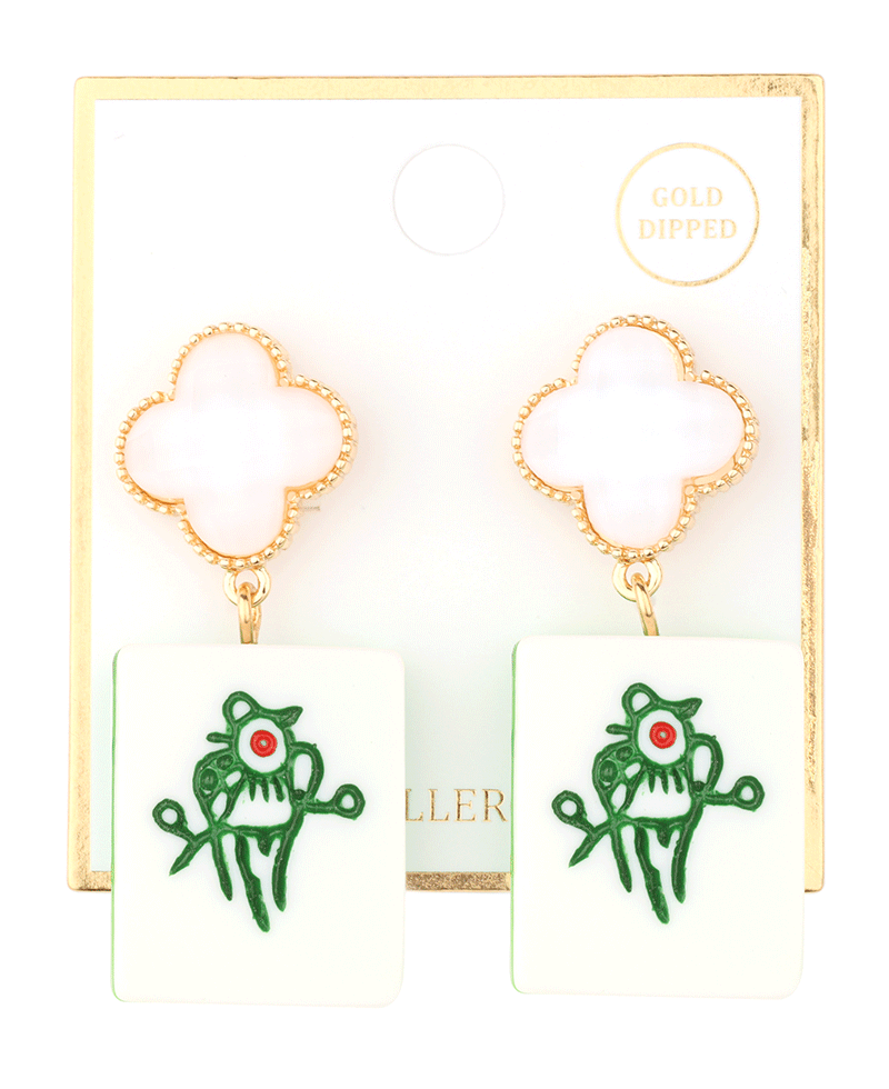 Clover w/ Mahjong Drop Post Earring