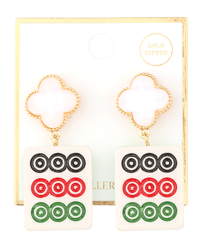 Clover w/ Mahjong Drop Post Earring