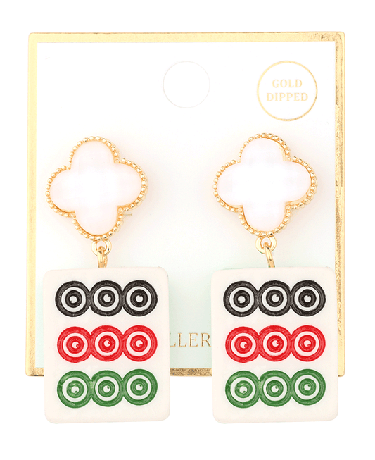 Clover w/ Mahjong Drop Post Earring