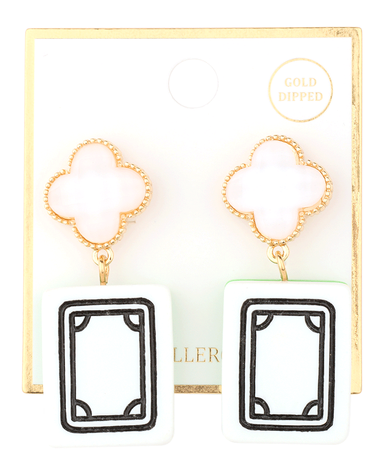 Clover w/ Mahjong Drop Post Earring