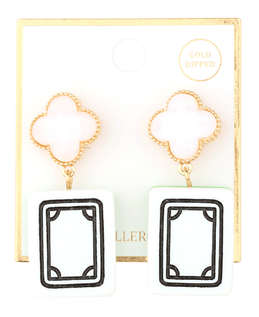 Clover w/ Mahjong Drop Post Earring