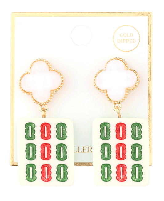 Clover w/ Mahjong Drop Post Earring