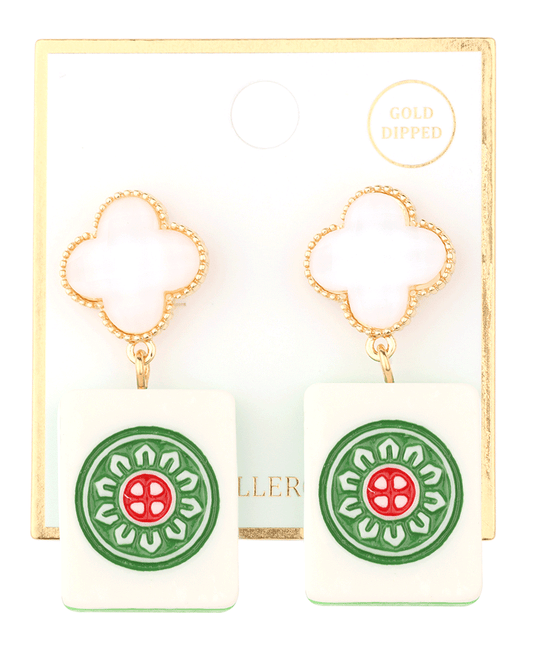 Clover w/ Mahjong Drop Post Earring
