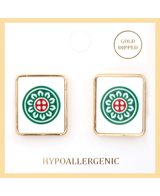 Plastic Mahjong Post Earring