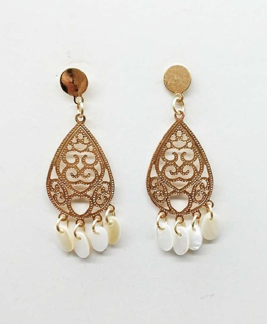 Metal w/ Shell Dangling Earring