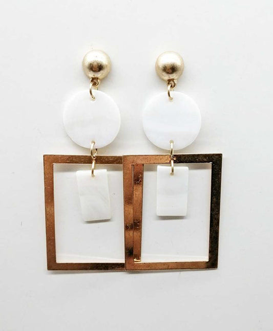 Metal w/ Shell Dangling Earring