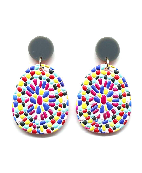 Painted Multi Color Post Earring